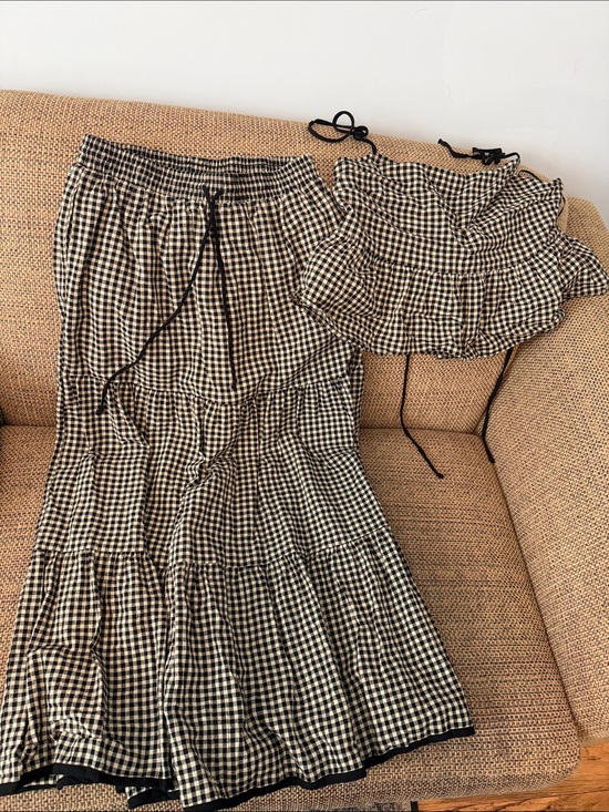 Dresses & Skirts - Black & White Gingham Maxi Skirt & Spaghetti Strap Coord Matching Set